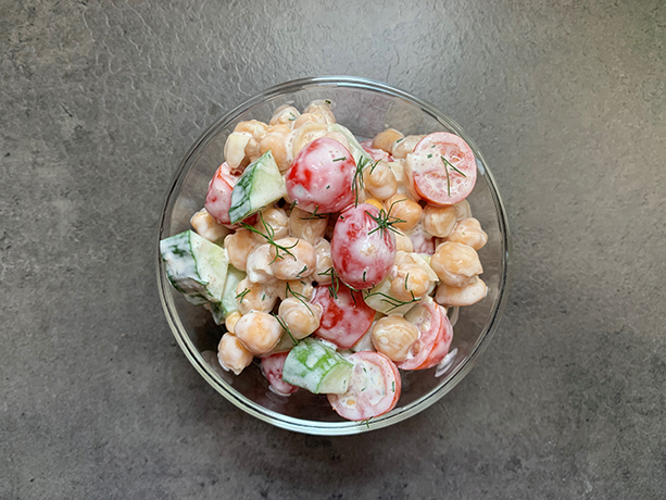 Chickpea Tomato Cucumber Yogurt Salad