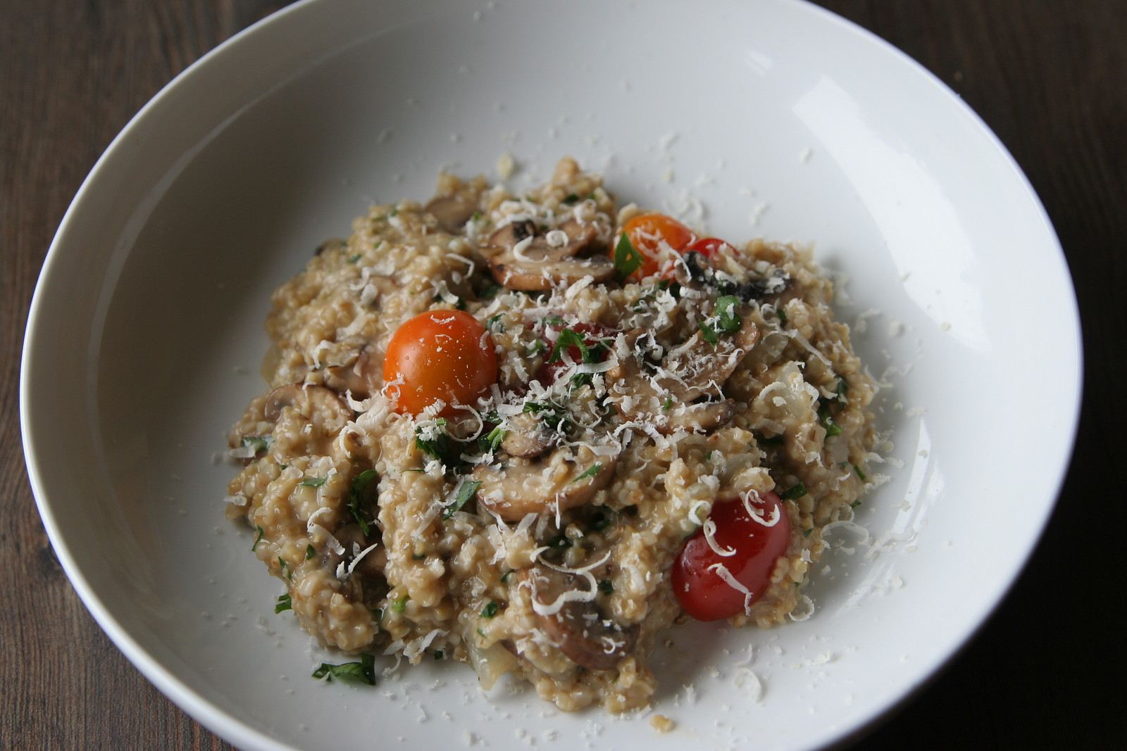 Mushroom and Tomato Oat Risotto - we eat. live. do. well