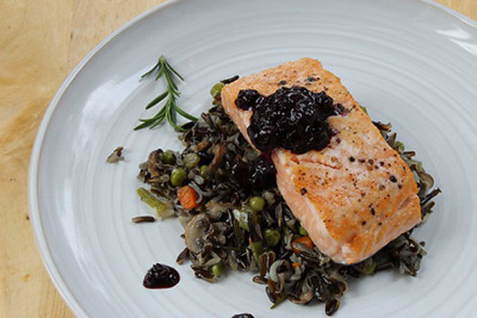 Salmon with Blueberry Chutney