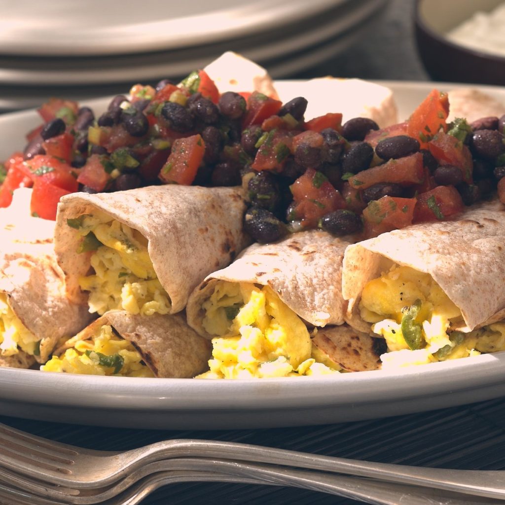 Scrambled Egg Burritos with Black Bean Salsa