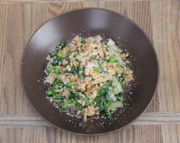 Chard and Pea Farro Risotto