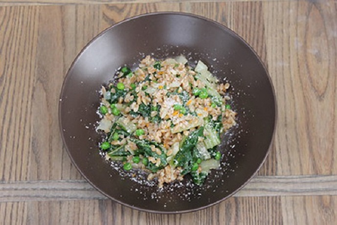 Chard and Pea Farro Risotto