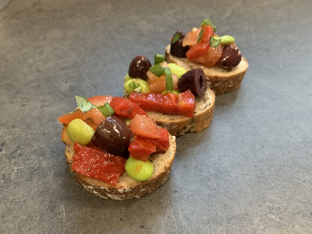 edamame crostini