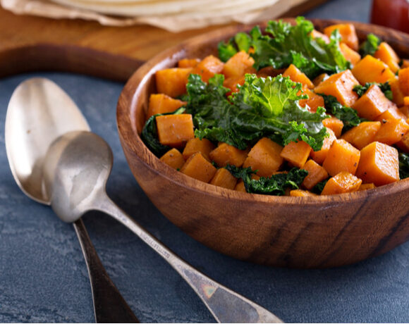 massaged kale farro sweet potato salad