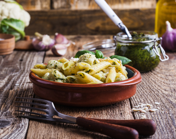 roasted cauliflower pasta with walnuts