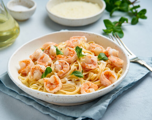six minute shrimp with pasta