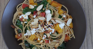 Beets and Pasta with Feta and Almonds