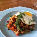 sweet potato hash with sunny side up egg