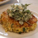 Cauliflower Pancake with Green Yogurt Salad