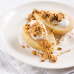 Poached pears with spiced yogurt