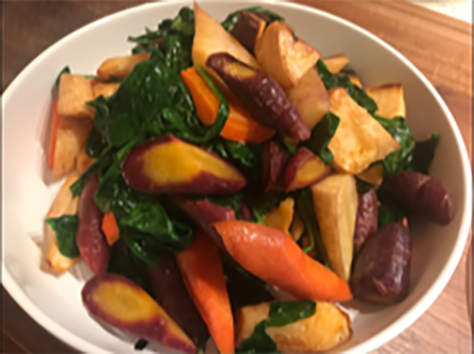 Roasted Parsnip, Rainbow Carrot & Spinach in Brown Butter Sage
