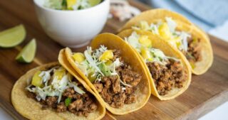 Blended Al Pastor Tacos with Pineapple Jalapeno Slaw
