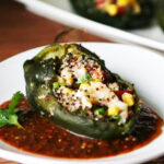 Poblano Relleno with shrimp and quinoa