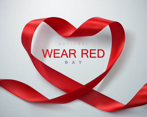 Wear Red Day with red ribbon