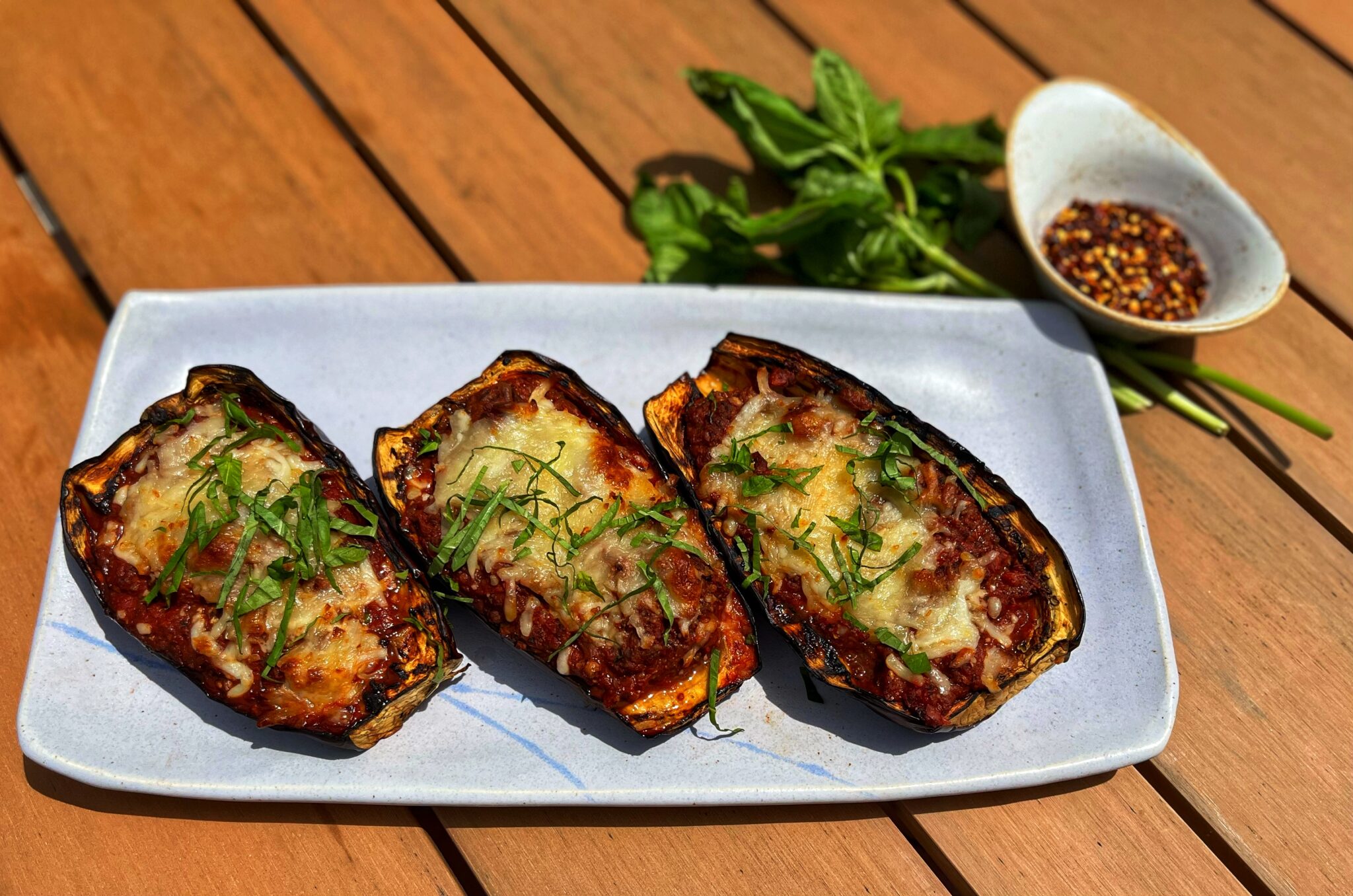Mushroom and Sausage Stuffed Eggplant we eat. live. do. well