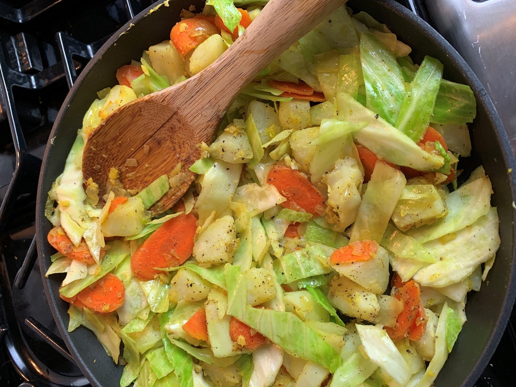 Ethiopian Cabbage, Carrots and Potatoes we eat. live. do. well