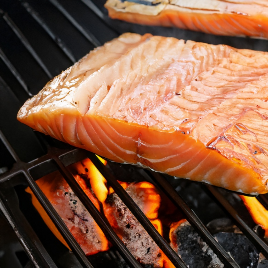 Grilled Arctic Char with Shishito Cucumber Salad and Charred Tomato Vinaigrette
